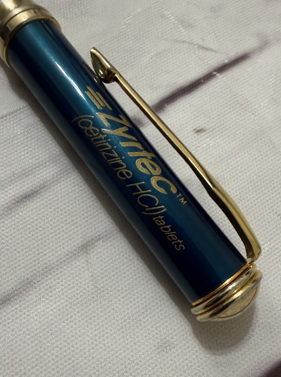 ZYRTEC Green Heavy Metal Medical Drug Rep Pharmaceutical Pen Collectible