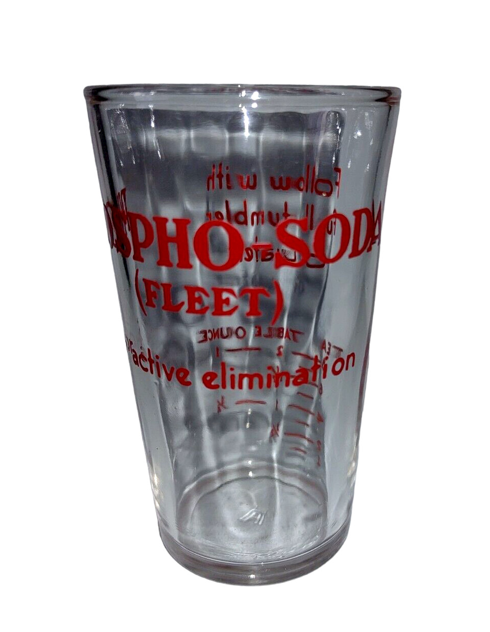 Vintage Fleet Phospho-Soda Buffered Laxative Glass 3OZ Dosing Cup ADVERTISING