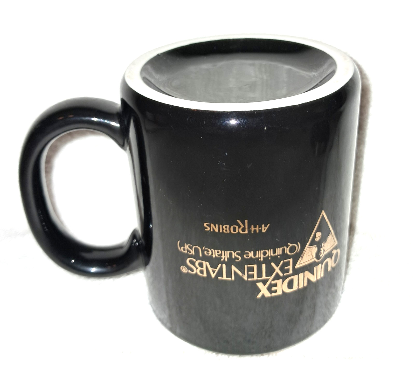 1990’s Pharmaceutical “Quinidex Extentabs” Black & Gold Coffee Mug for Drs.