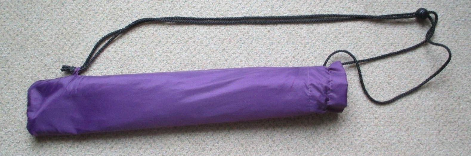 Stromberg golf folding push button umbrella 48in Sustiva logo purple with case