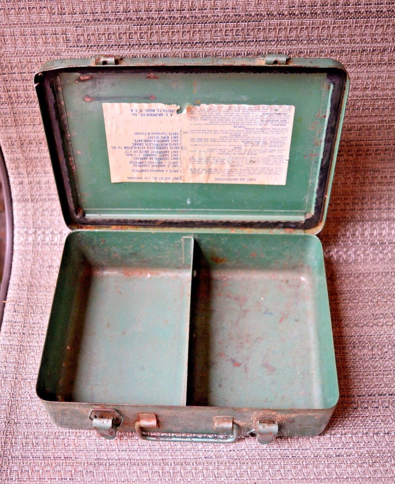 VTG Metal First Aid Kit Box BLUE BIRD BODY CO. Coach Heavy Steel #116 Bluebird