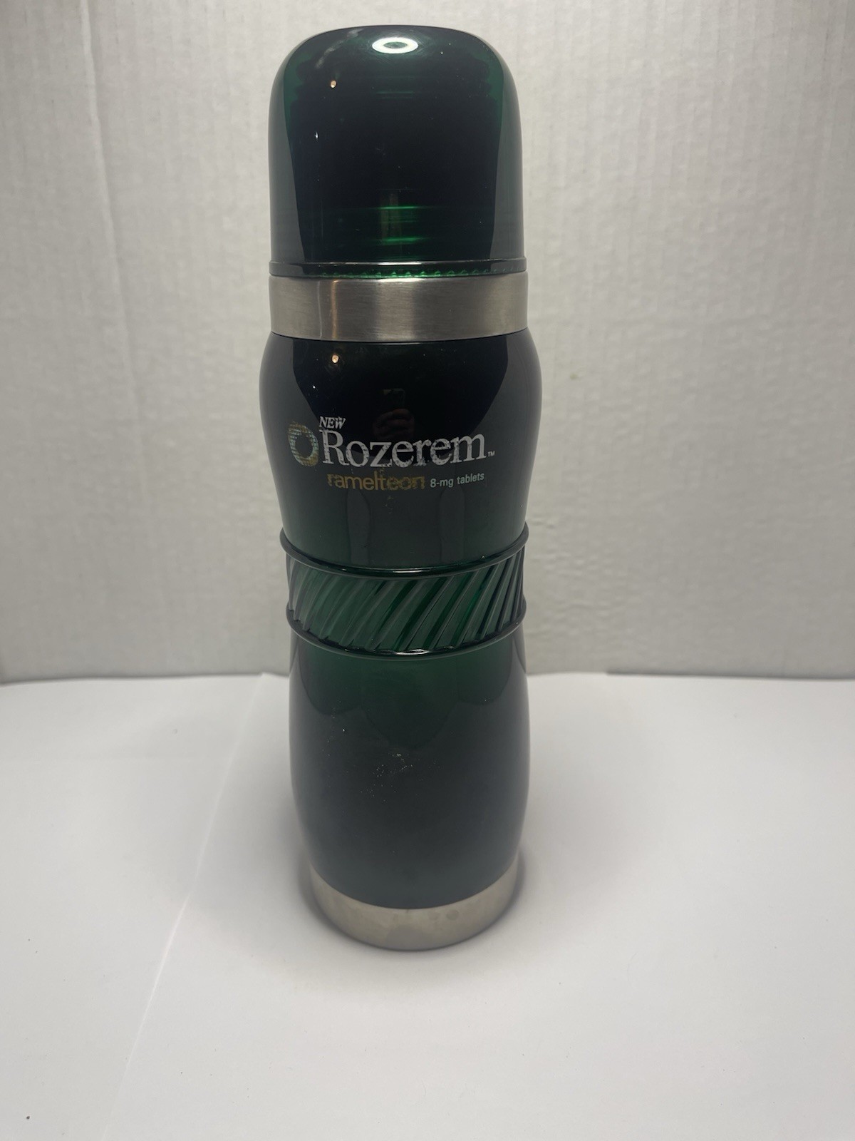 ROZEREM Coffee Thermos Bottle 9.5″ Drug Rep Promo Ramelteon Insomnia Green