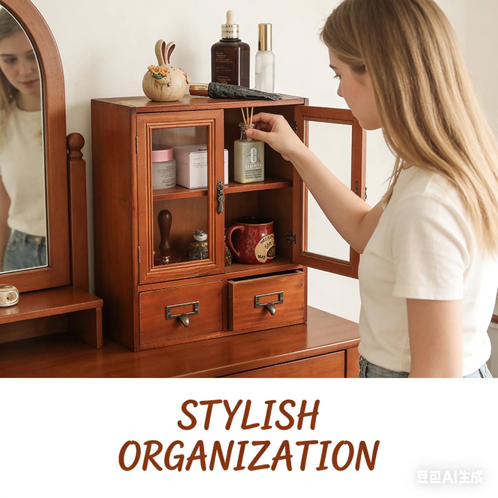 Rustic Apothecary Cabinet – 12″ L x 4.7″ W x 14″ H Vintage Pine Countertop Ca…