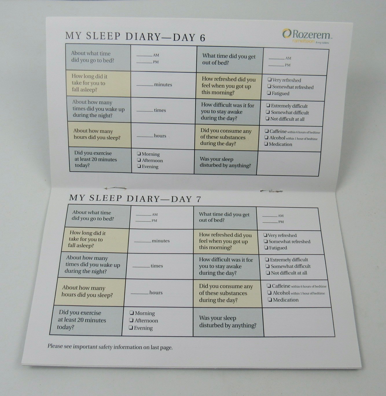 Rozerem 9 Pc Drug Rep Lot Pouch PENS Magnet Ear Plugs Sleep Diary Info Brochure