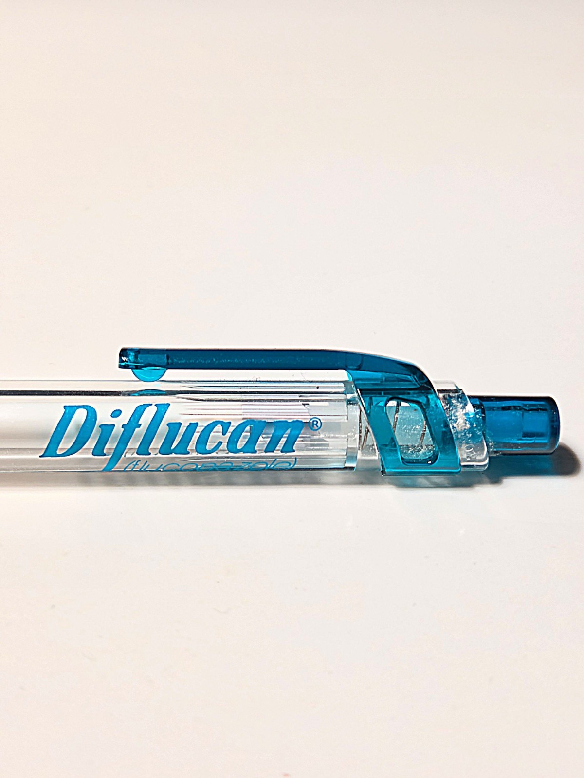 Vintage Pfizer Diflucan Translucent Teal Click Ballpoint Pen Drug Rep Pharmacy