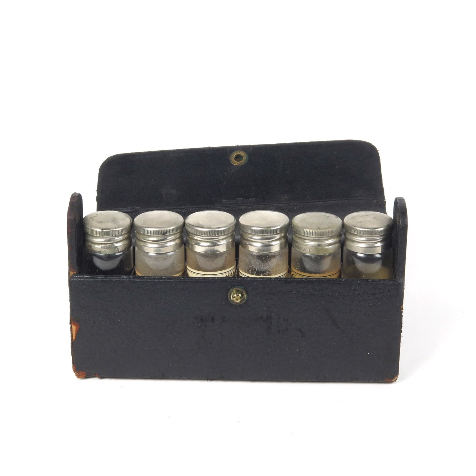 Antique Doctor Travel Medical Kit Apothecary Leather Case Empty Vials