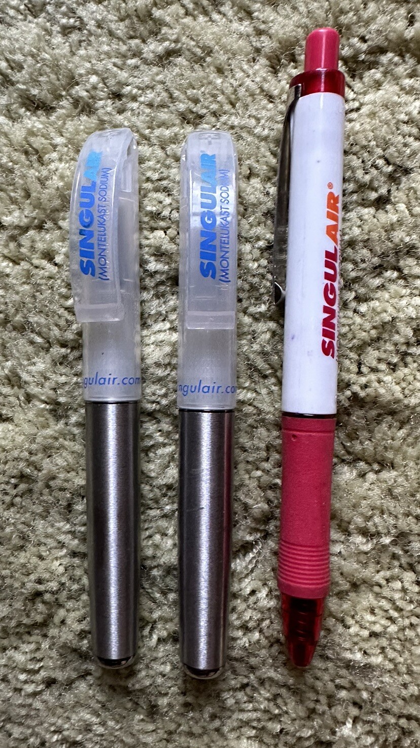 Singulair Drug Rep Pharmaceutical Promo Advertising Pens 2 Metal & 1 Plastic