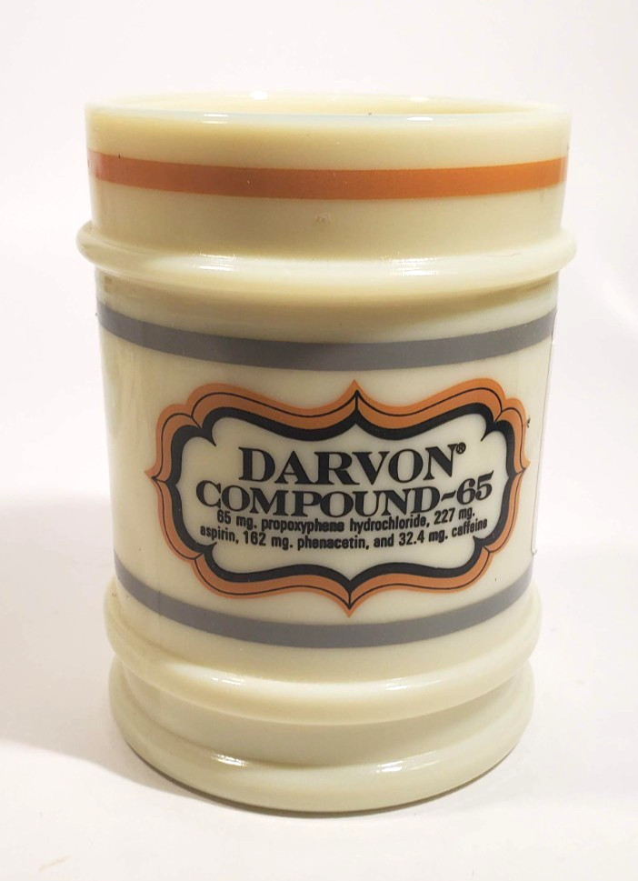 Pharmaceutical Darvon Compound -65 Pharmacy Jar Custard Glass Jar