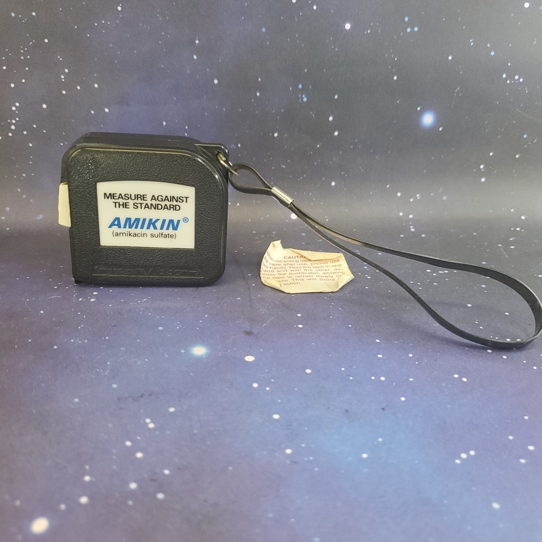 VTG AMIKIN Amikacin Sulfate Drug Rep Pharmaceutical Tape Measure RARE Barlow