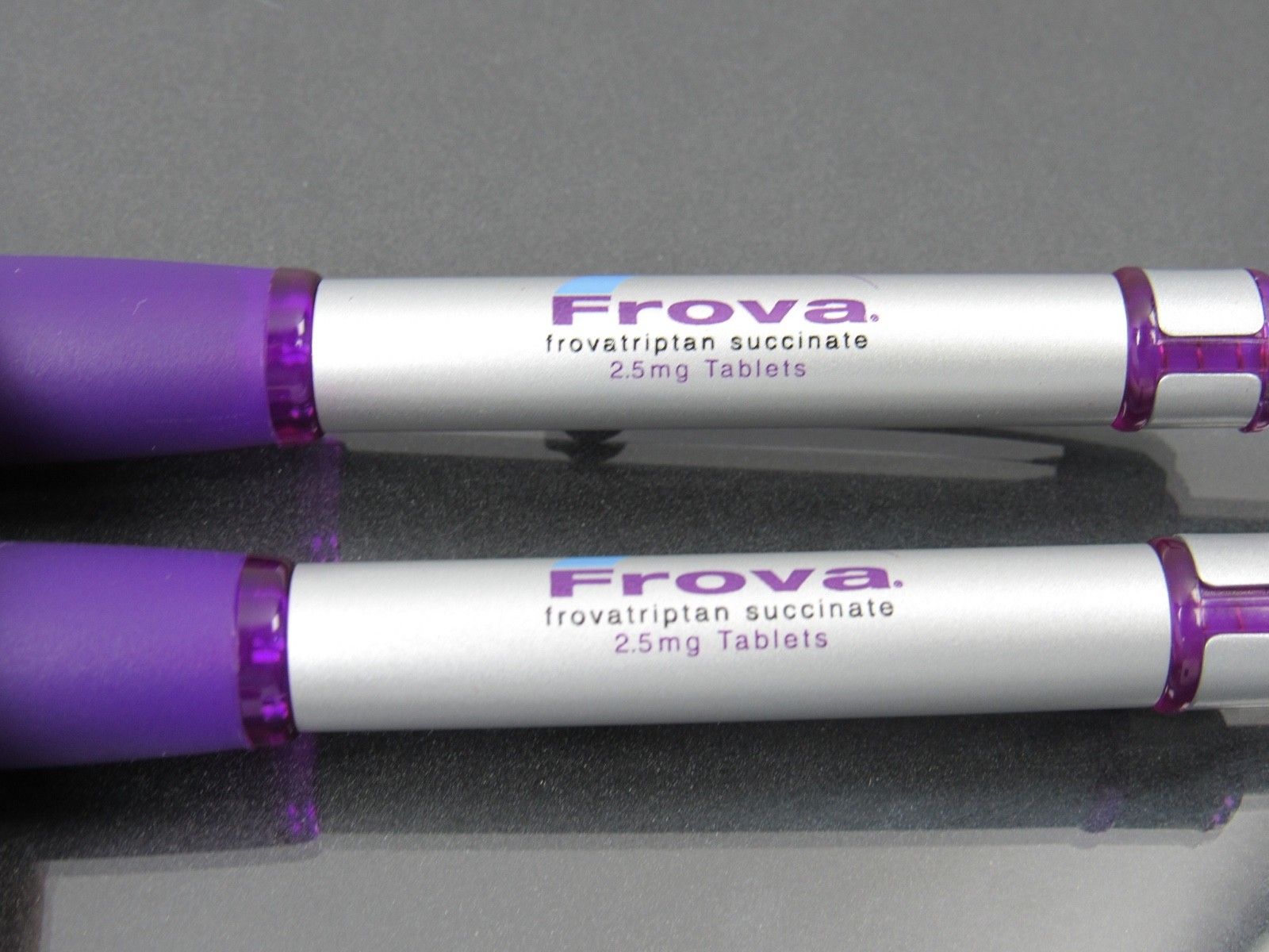 Purple FROVA Metal Clad PENS Drug Rep Pharmaceutical Promo Advertising Lot of 2