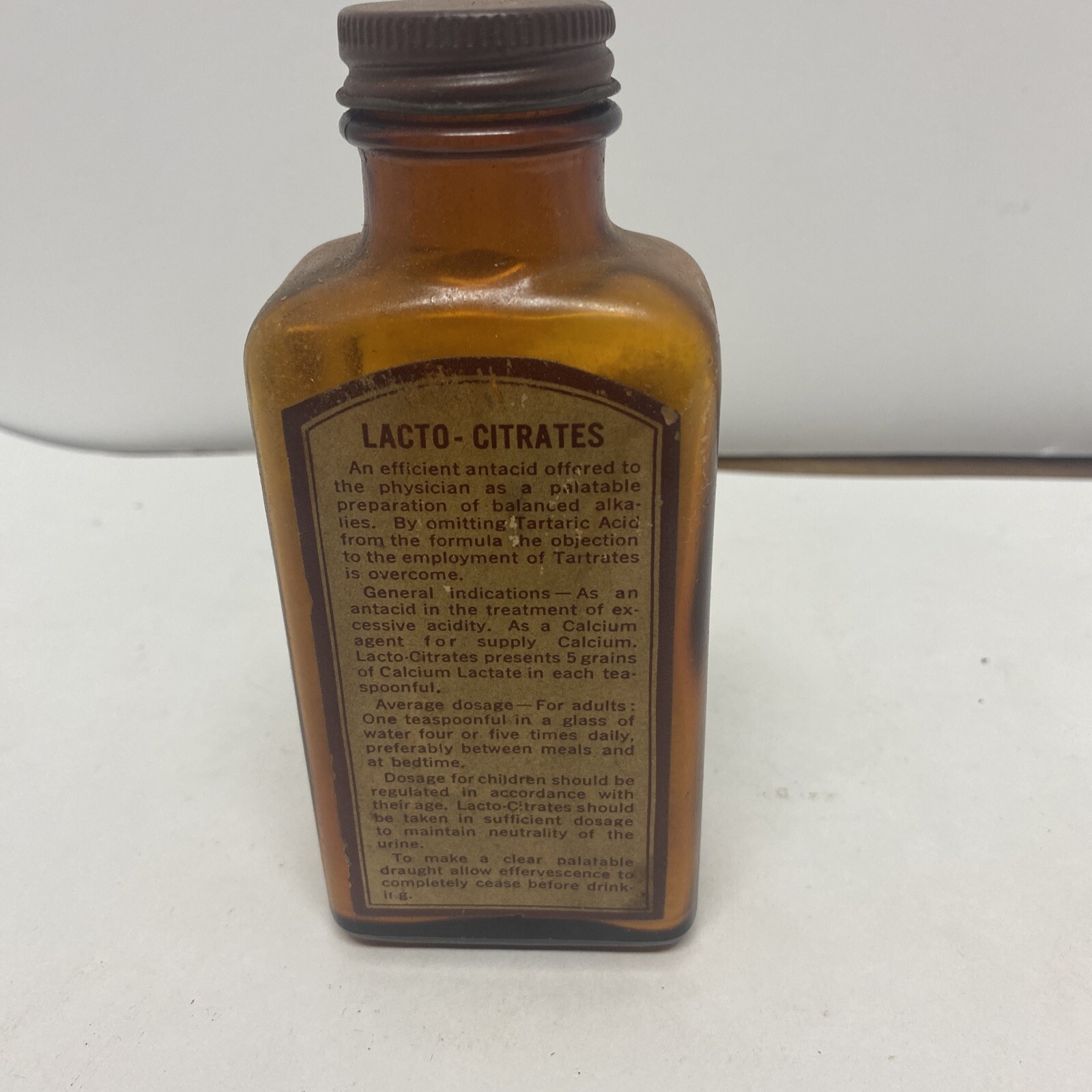 Vintage Granular Effervescent Lacto-Citrates New York N.Y. Early 1900s