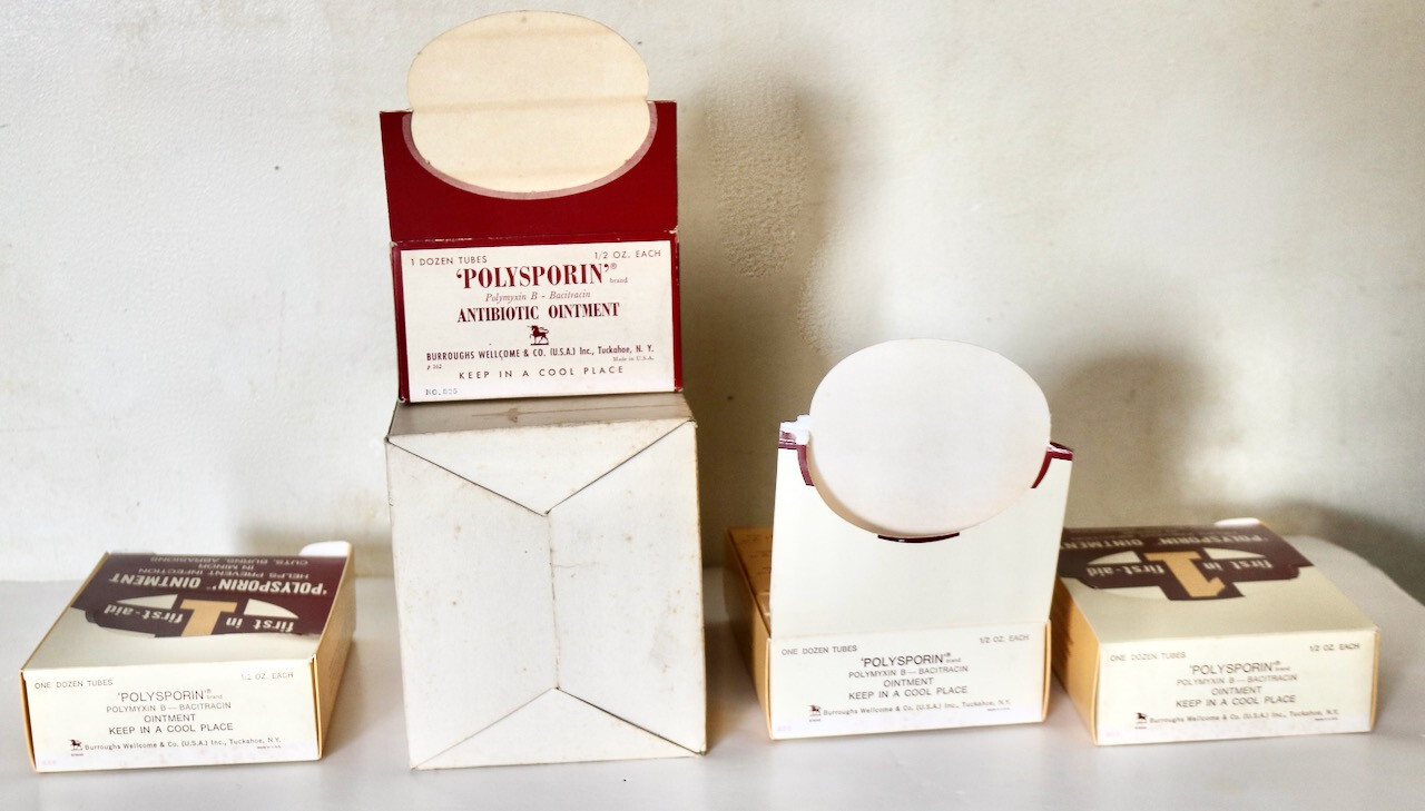 POLYSPORIN vintage EMPTY display lot promo Burroughs Wellcome