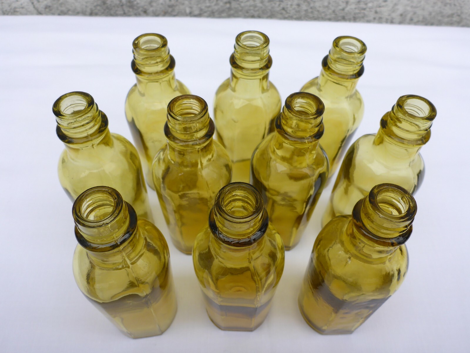 2 X Old Small Green Medicine Glass Pharmacy Bottle Approximately 9.7 Cm Green