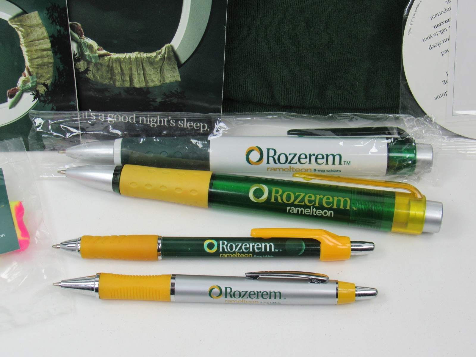 Rozerem 9 Pc Drug Rep Lot Pouch PENS Magnet Ear Plugs Sleep Diary Info Brochure