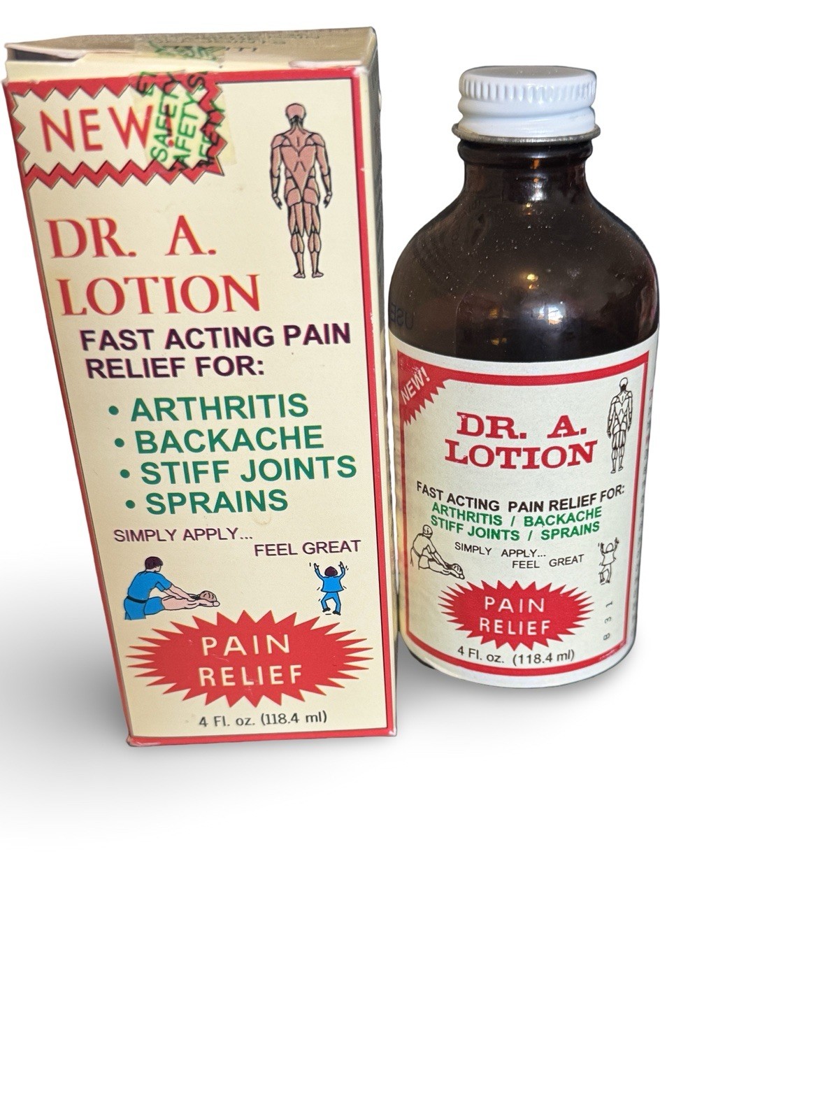 Vintage Dr A Lotion Bottle Box Apothecary Pain Relief Pharmacy Set Advertisement
