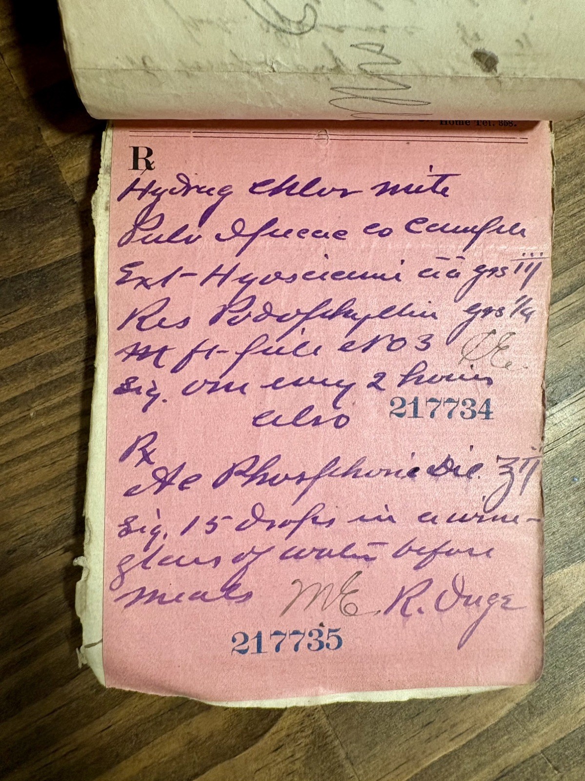 Antique prescriptions April 1900: Chloroform, Codeine, Wine, Lithium etc.