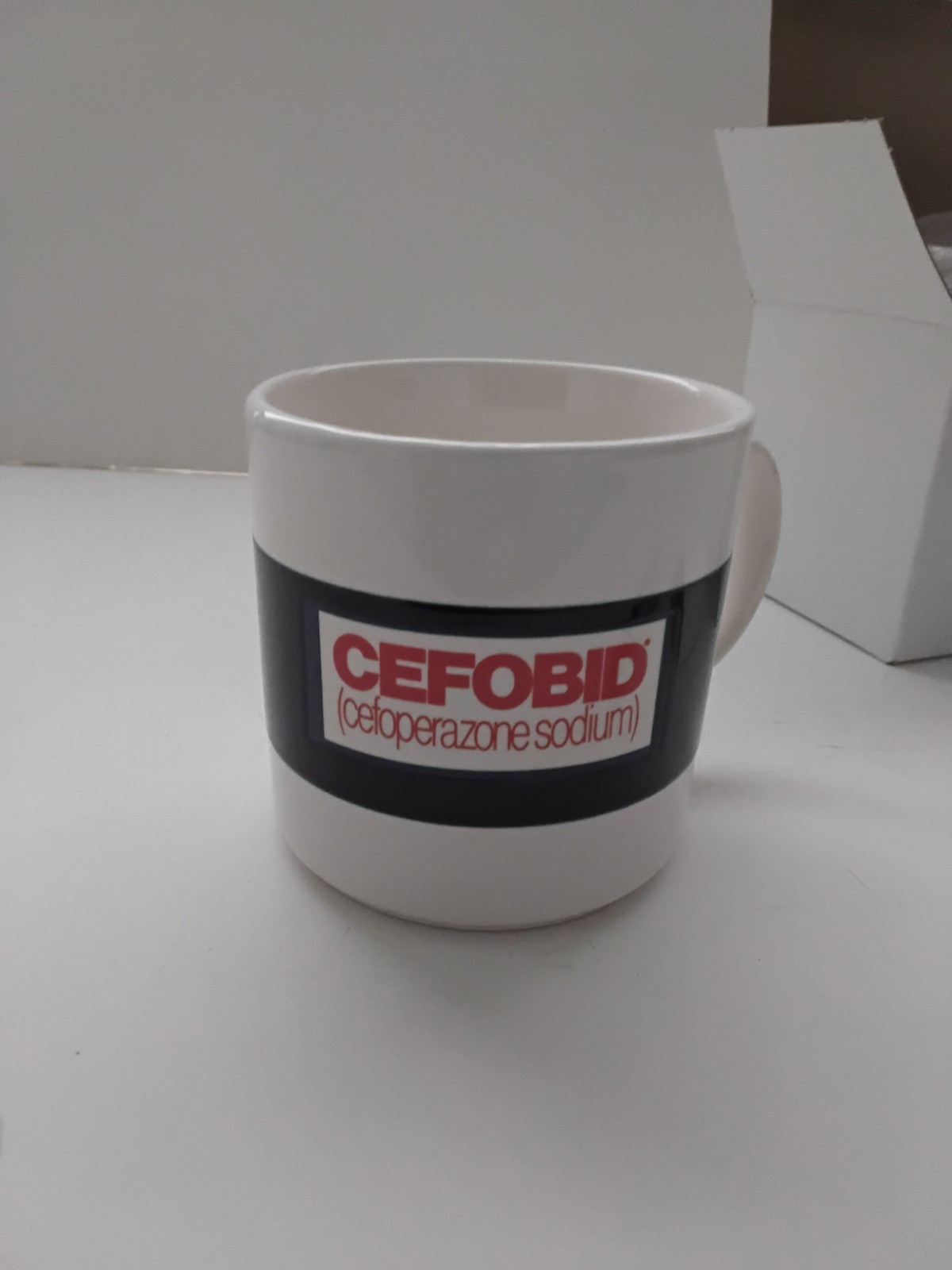 Vintage Cefobid Rx Pharmaceutical Advertisement Coffee Tea Mug FPC England NOS