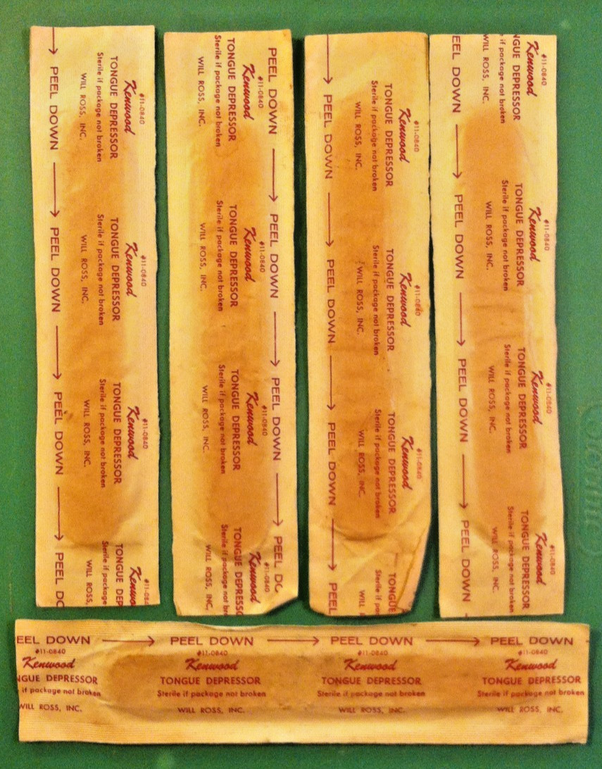5x Large 🔥KENWOOD🔥 Vintage Wood Tongue Depressors Medical Pharmacy WILL ROSS