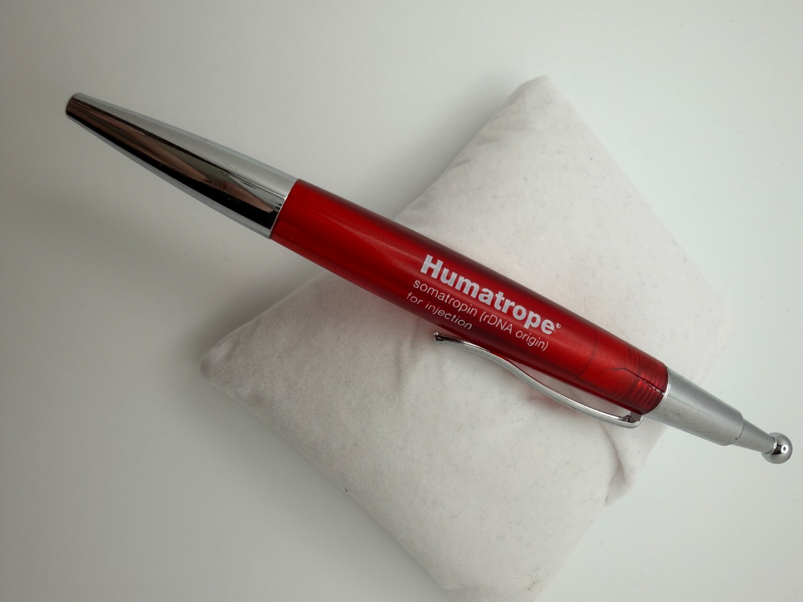 Humatrope Somatropin rDNA Metal Pharma Drug Rep Pen Tested Working Small Crack