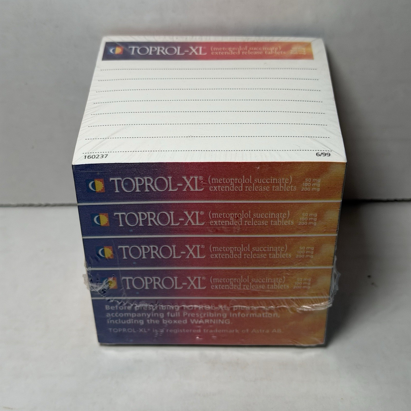 Toprol – XL Set of 5 Pharmaceutical Drug Rep Advertising NOTE Cubes Notepad LOT