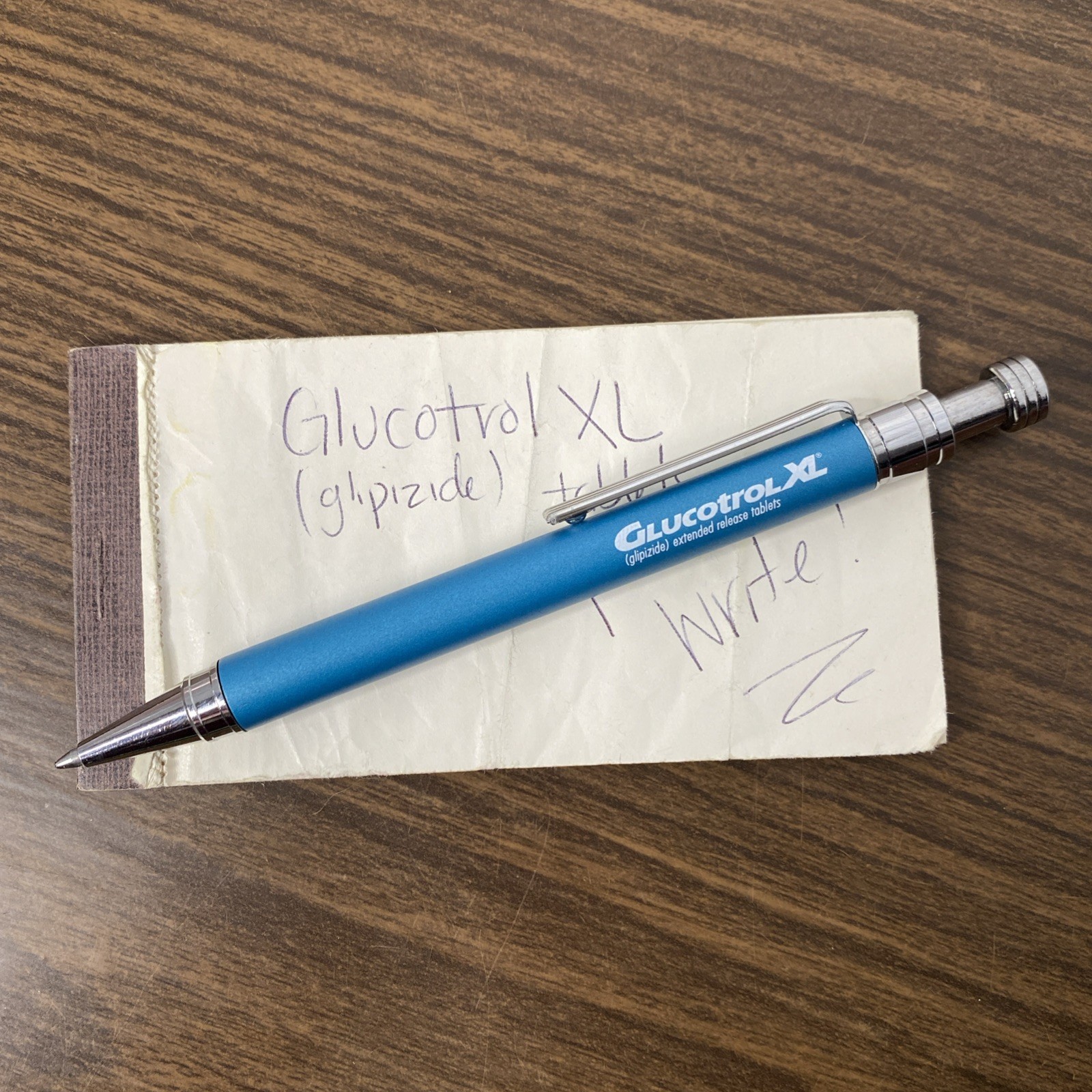 Rare Glucotrol XL Heavy Metal Drug Rep Pen Pharmaceutical Pharma Writes