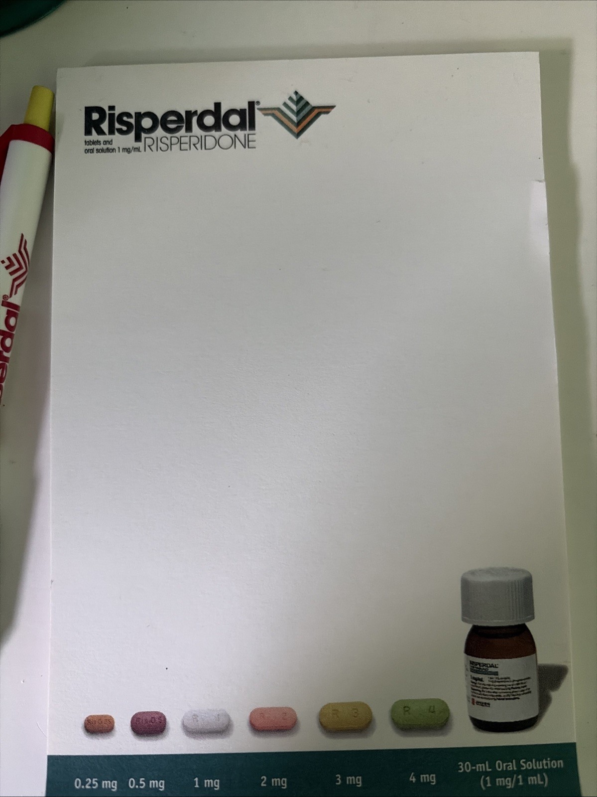 Early 2000s RARE risperdal drug rep merch comes with Mug, pen, & two note pads