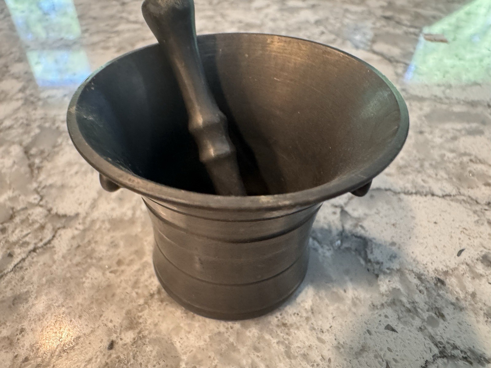 Vintage Dutch Holland Pewter Tollenaar Miniature Apothecary Mortar Pestle 1 3/4”