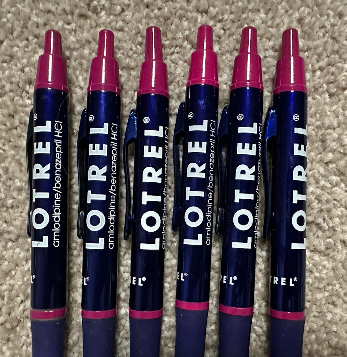Drug Rep LOTREL Lot of 6 Collectible Heavy Metal Pens