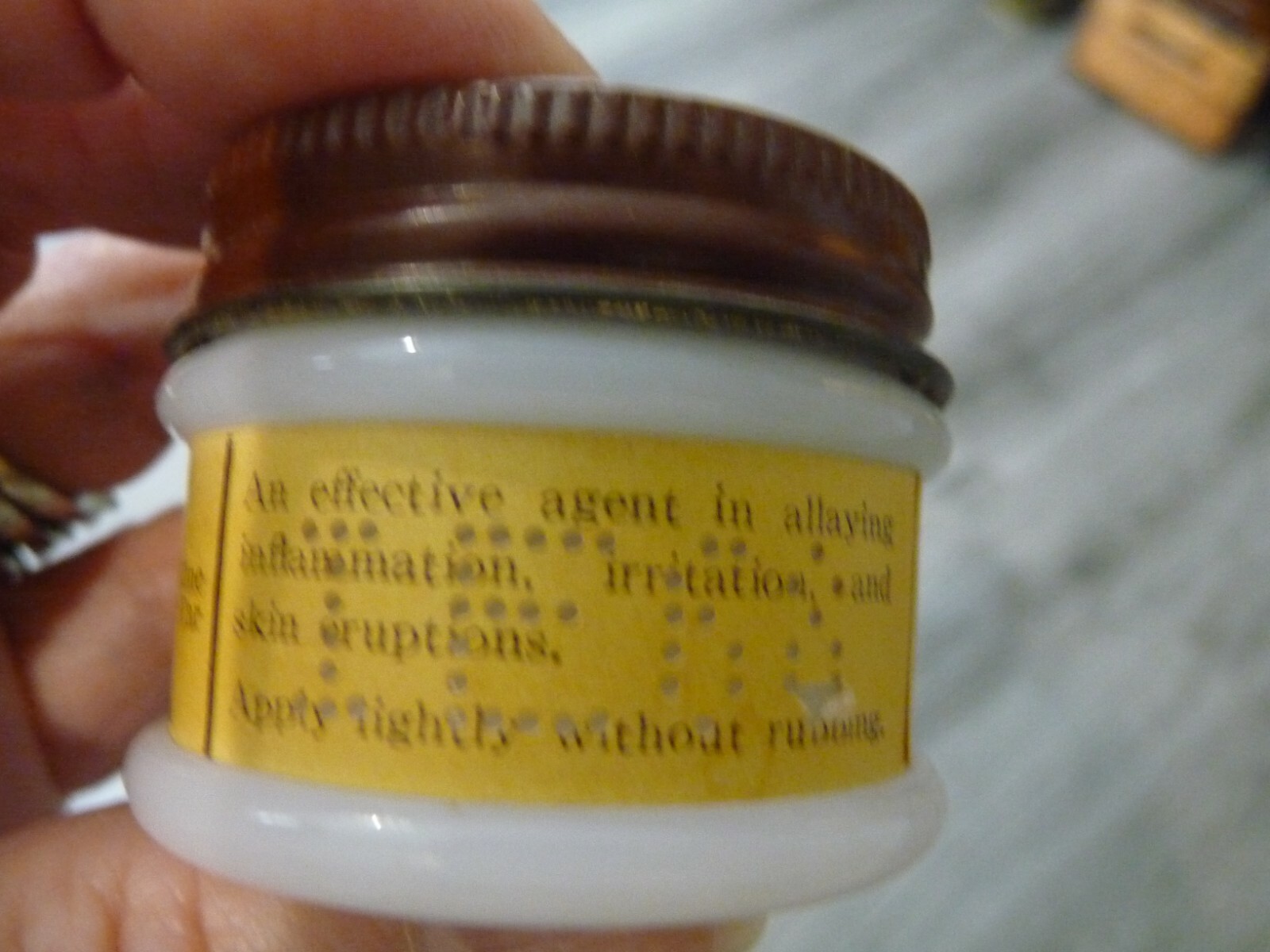 MILK GLASS CHARLES & FROSST & CO DERMIOL CREAM