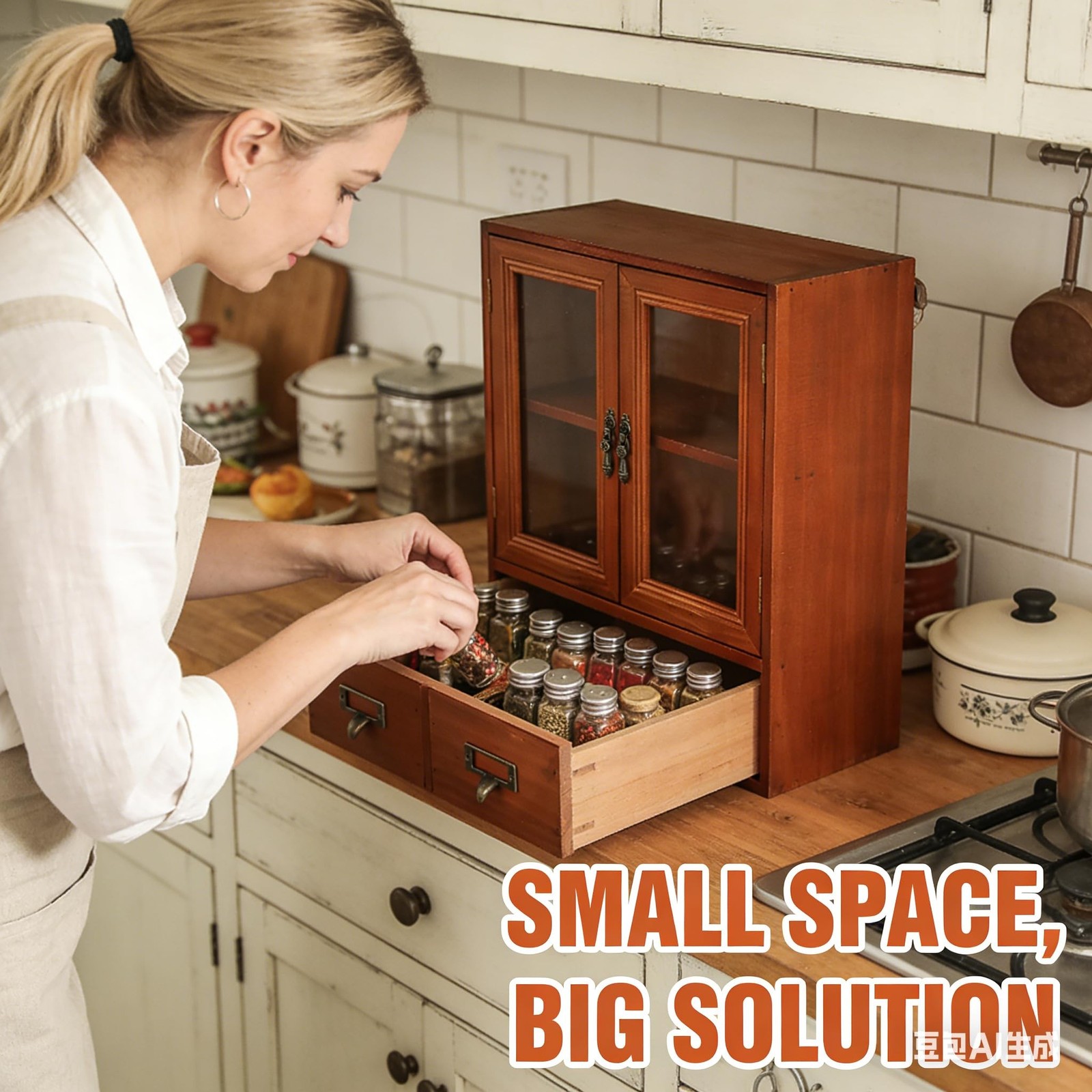 Rustic Apothecary Cabinet – 12″ L x 4.7″ W x 14″ H Vintage Pine Countertop Ca…