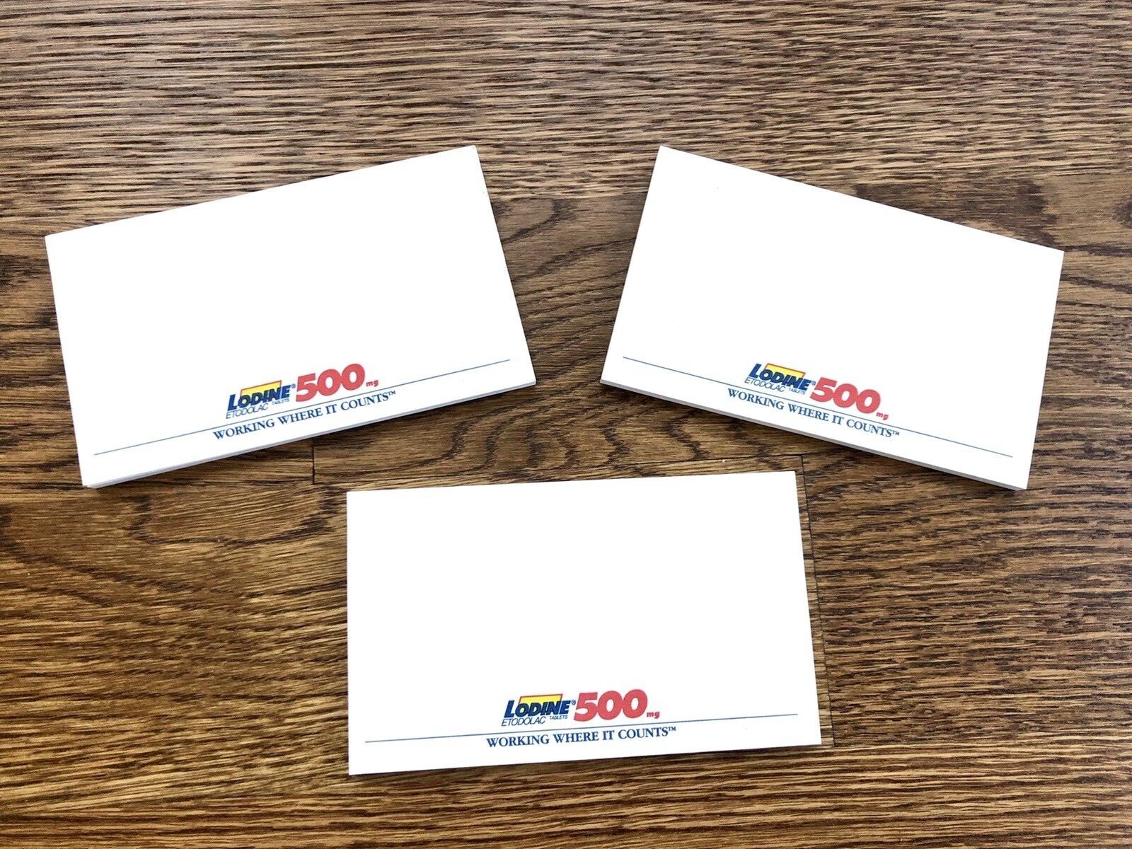 Lot 9 VTG Pharmaceutical Drug Rep Sticky Note Pads 3″ x 5″ LODINE® 1996 Medical