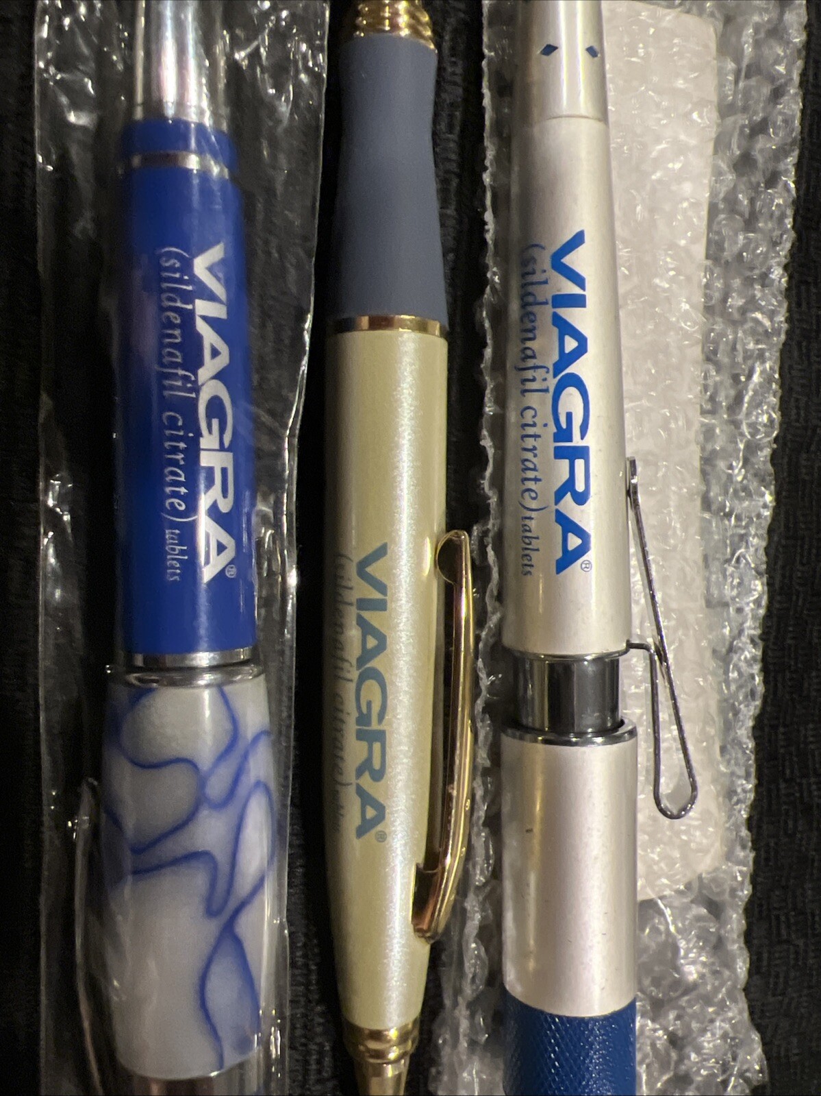 Viagra Black Blue Drug Rep Pens 4 Pack- Unused- All Write!