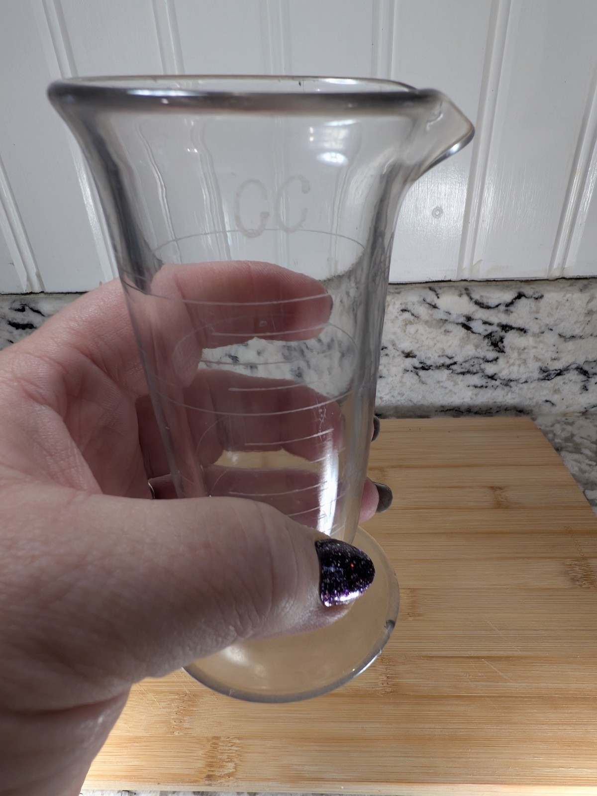 Apothecary Conical Footed Glass Measuring Beaker Spout Vintage 4oz 5.25 Pharmacy