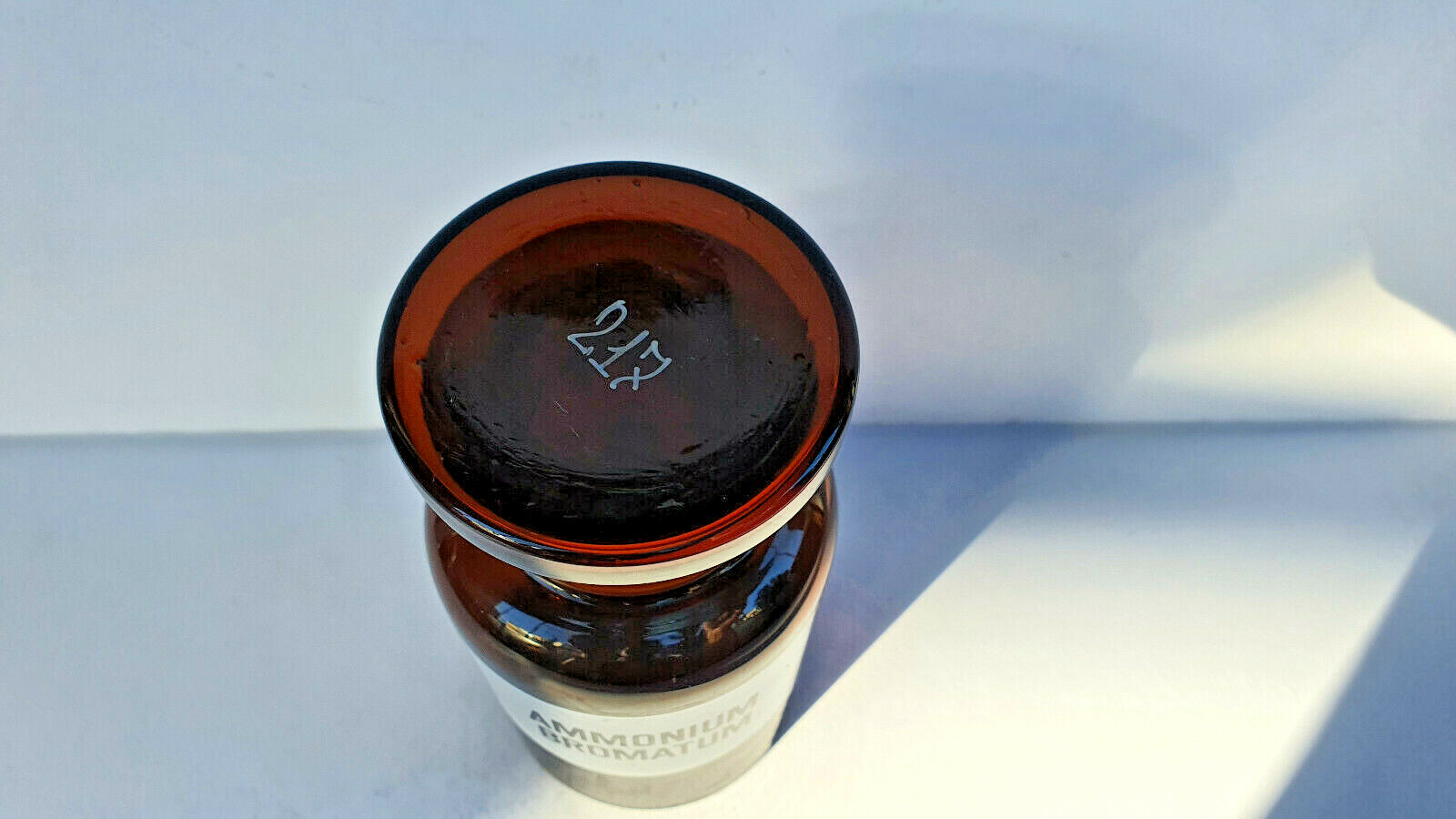 Vintage Glass Apothecary Pharmacy Brown Jar 250 ml AMMONIUM BROMATUM