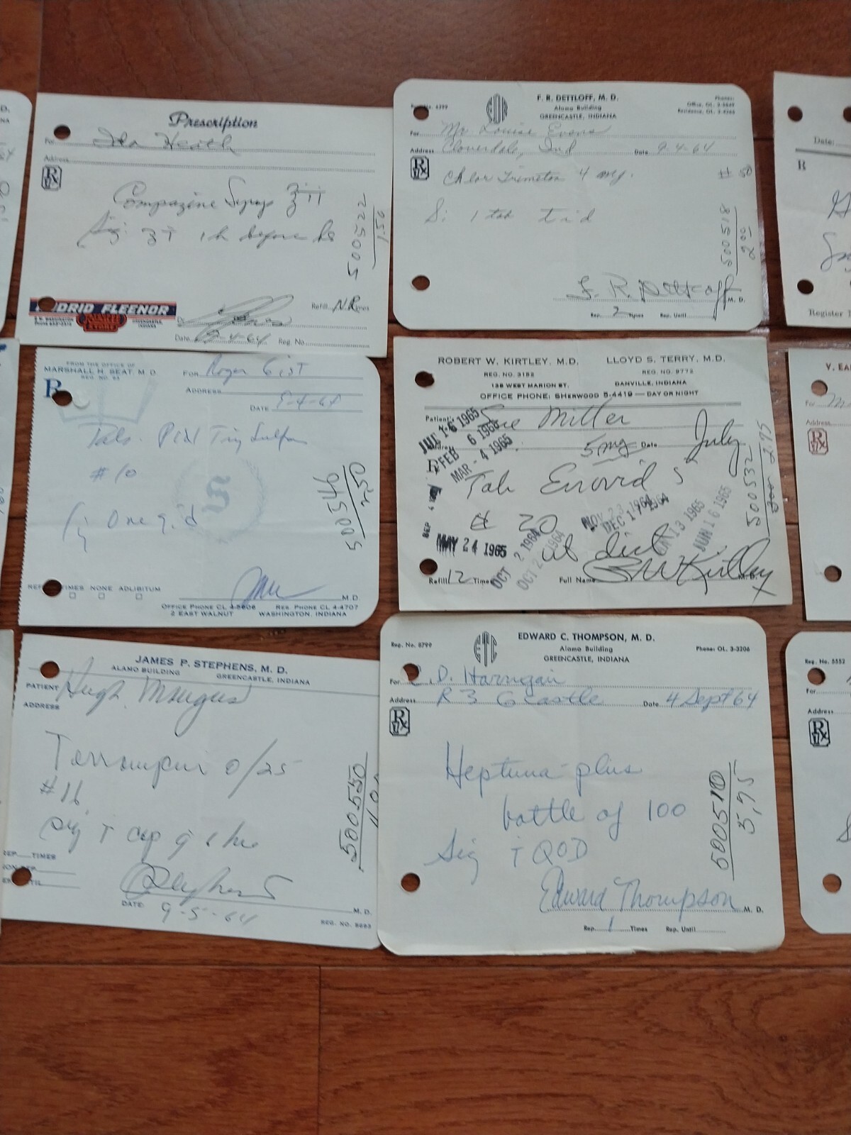 Antique Rx Prescription Forms 1964-65 Paper Ephemera Indiana Pharmacy Set Of 12