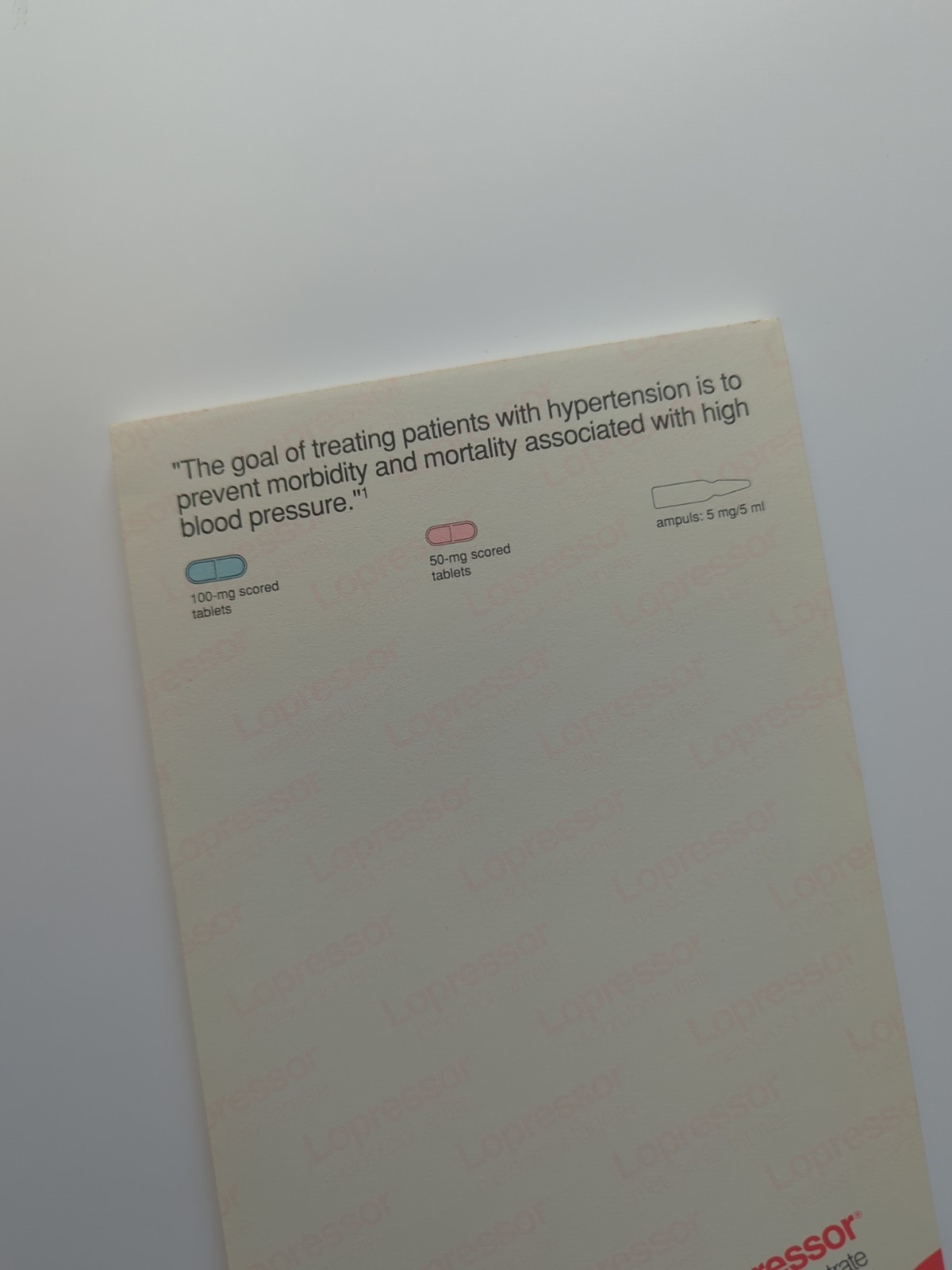 Vintage Lopressor Drug Rep 5″ x 8″ Notepad 1992 Geigy Basel