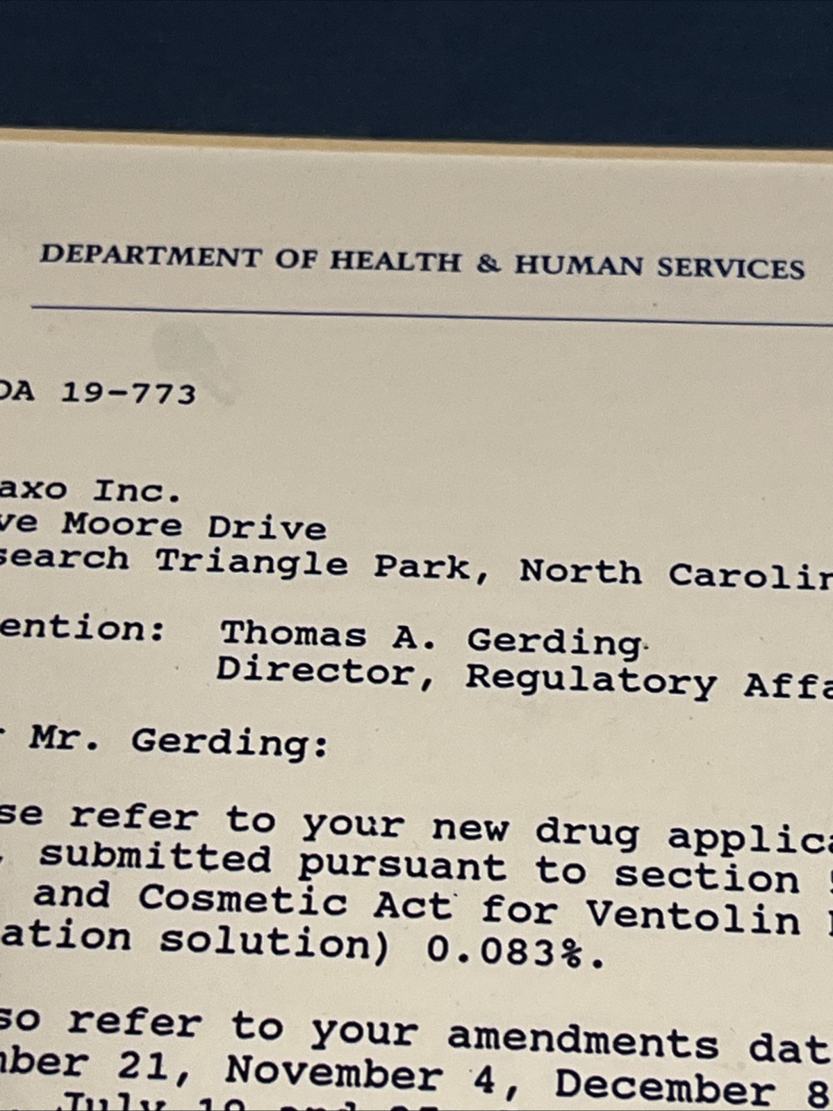 Paper FDA Approval Letter, 11×13 Matted