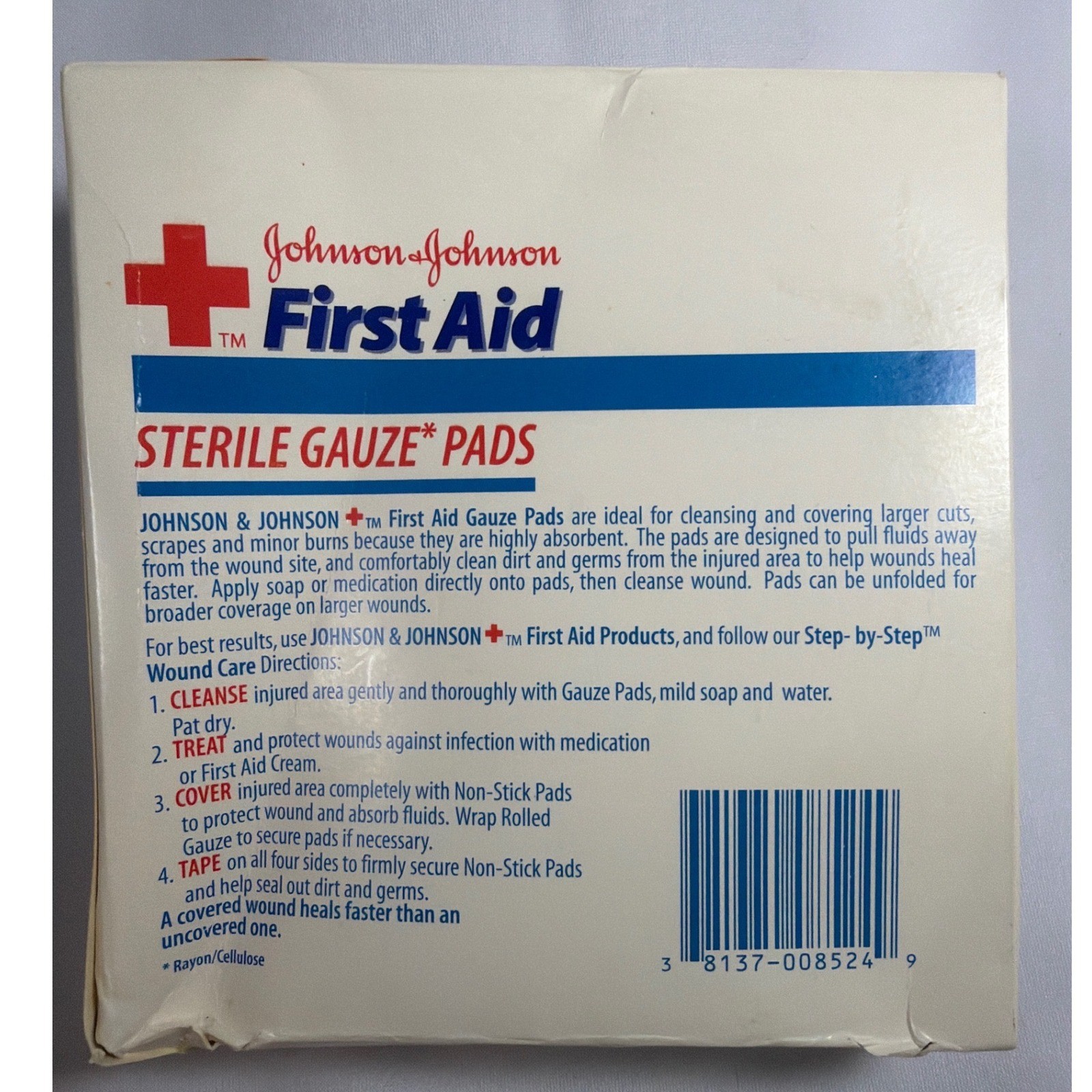 Vintage Johnson Johnson First Aid Gauze Pads 4×4 Box 9 Steri-Pad Medical Prop