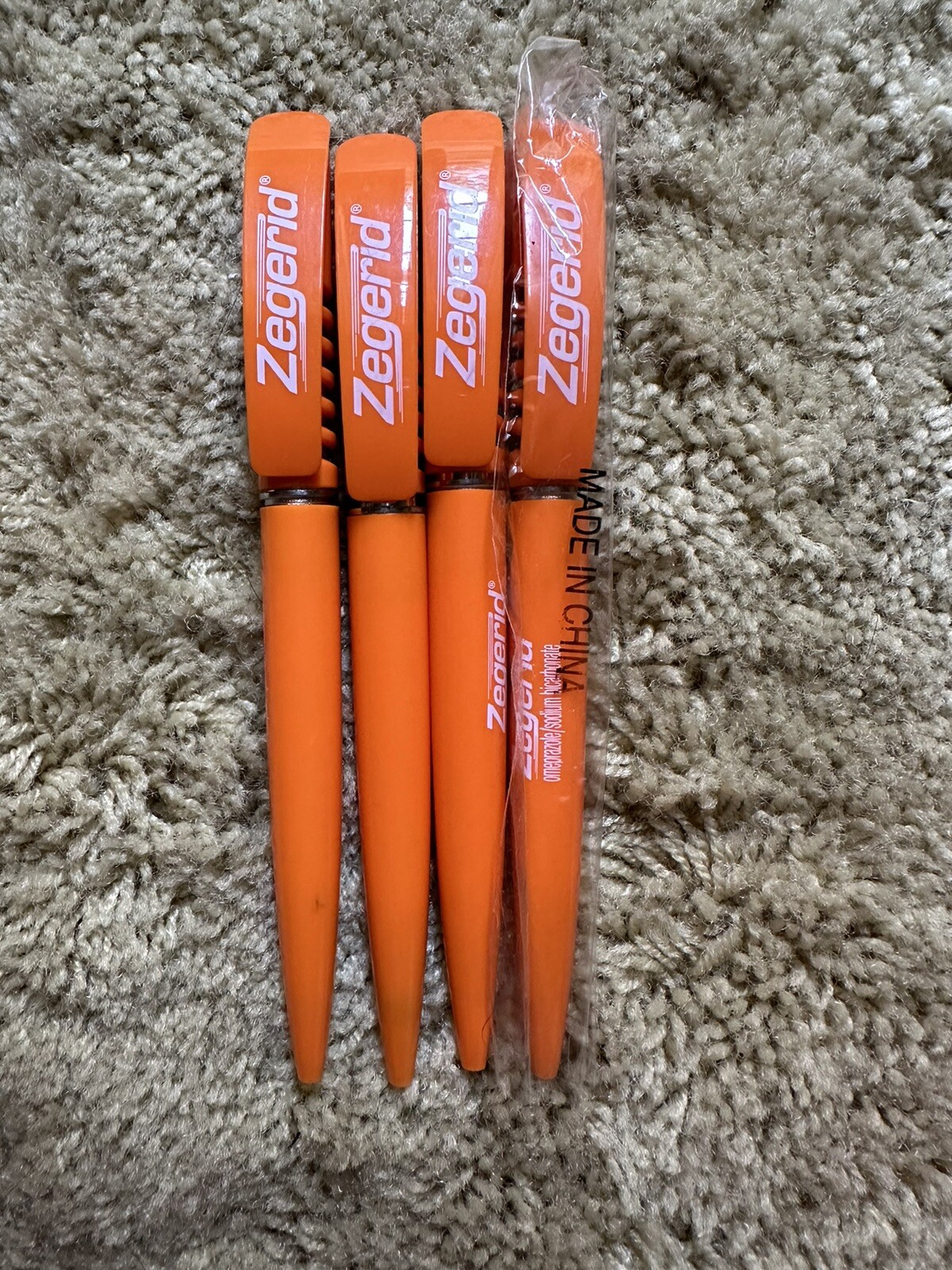 Orange Zegerid Drug Rep Pharmaceutical Promo Pens Spring Coil Clicker Lot of 4