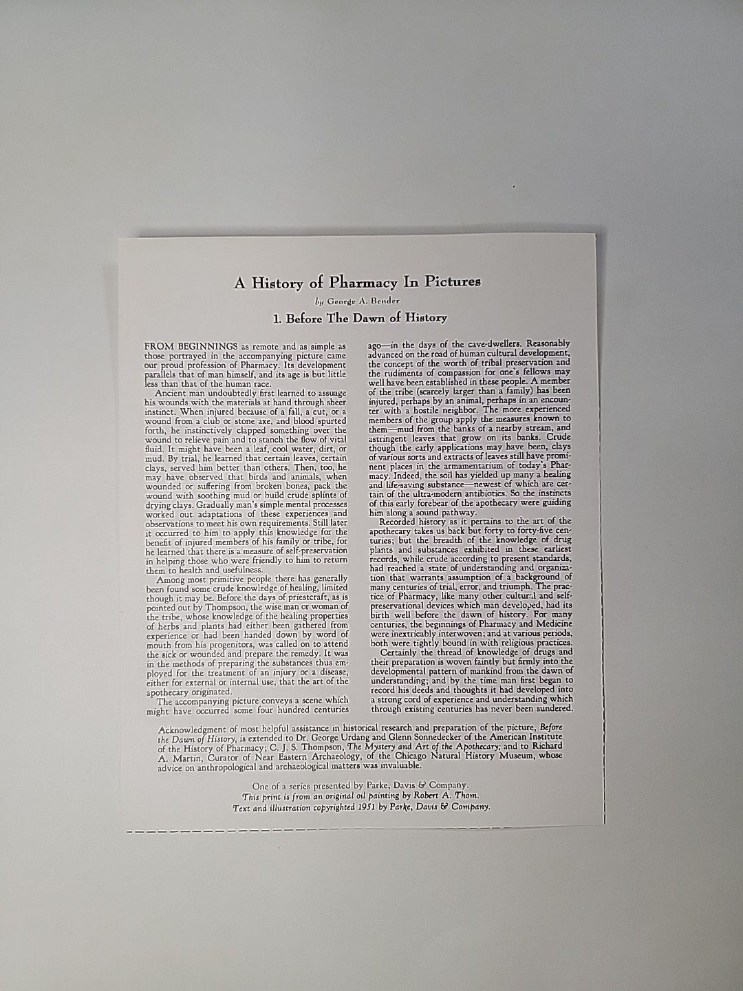 A HISTORY OF PHARMACY IN PICTURES 1954 PRINT#1 Great Gift For Doctor 22″×18″