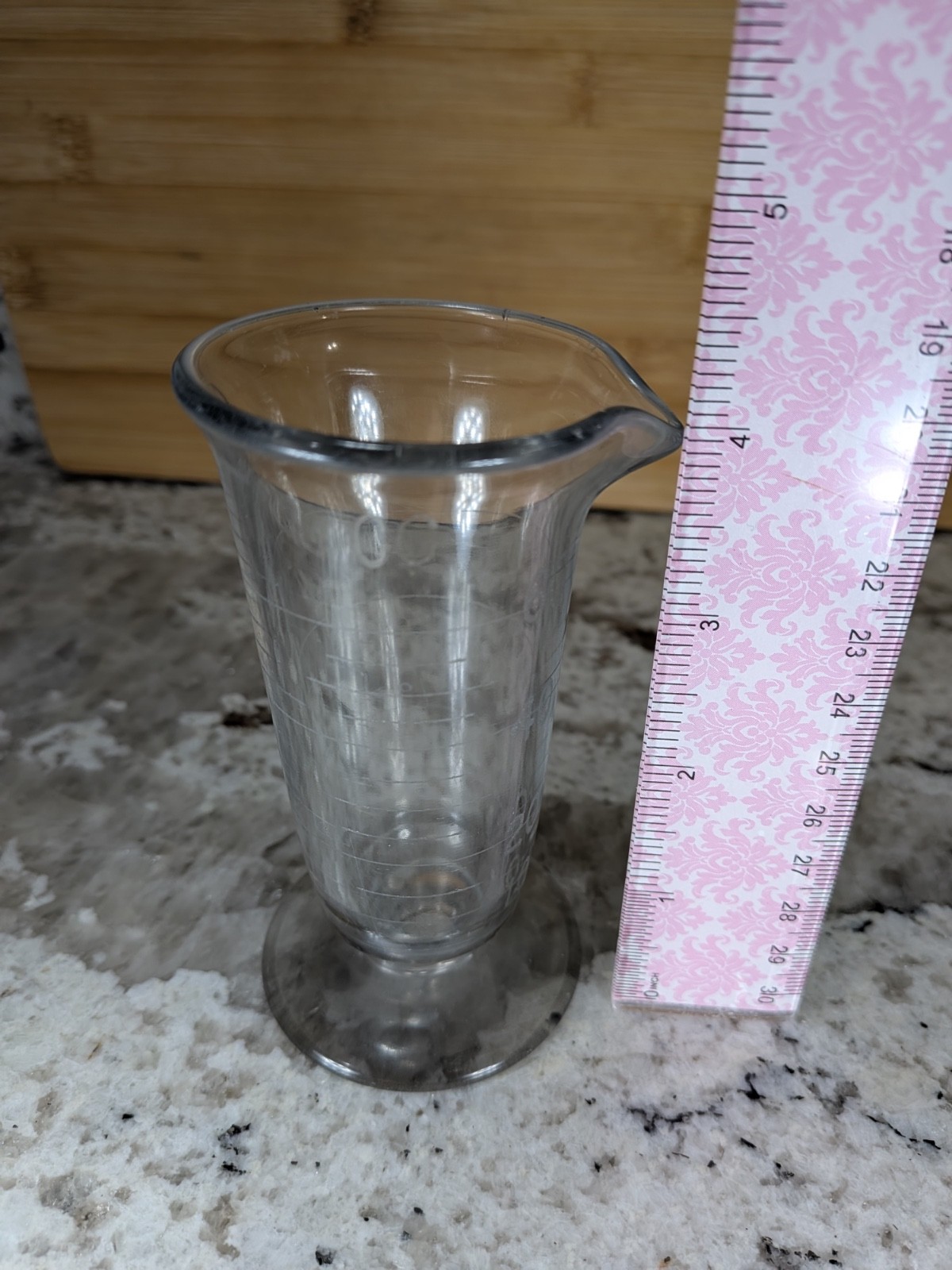 Apothecary Conical Footed Glass Measuring Beaker Spout Vintage 4oz 5.25 Pharmacy