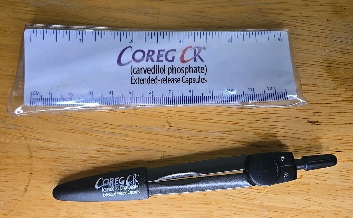 Coreg Carvedilol Drug Rep Pharmaceutical Ad Promotional Ruler And Compass Rare