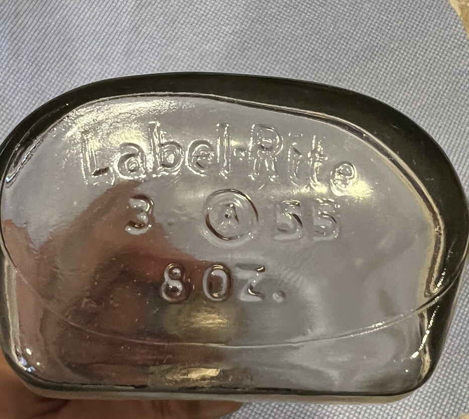 Vintage Label-Rite NOS glass pharmacy 8 oz. medicine prescription Bottle