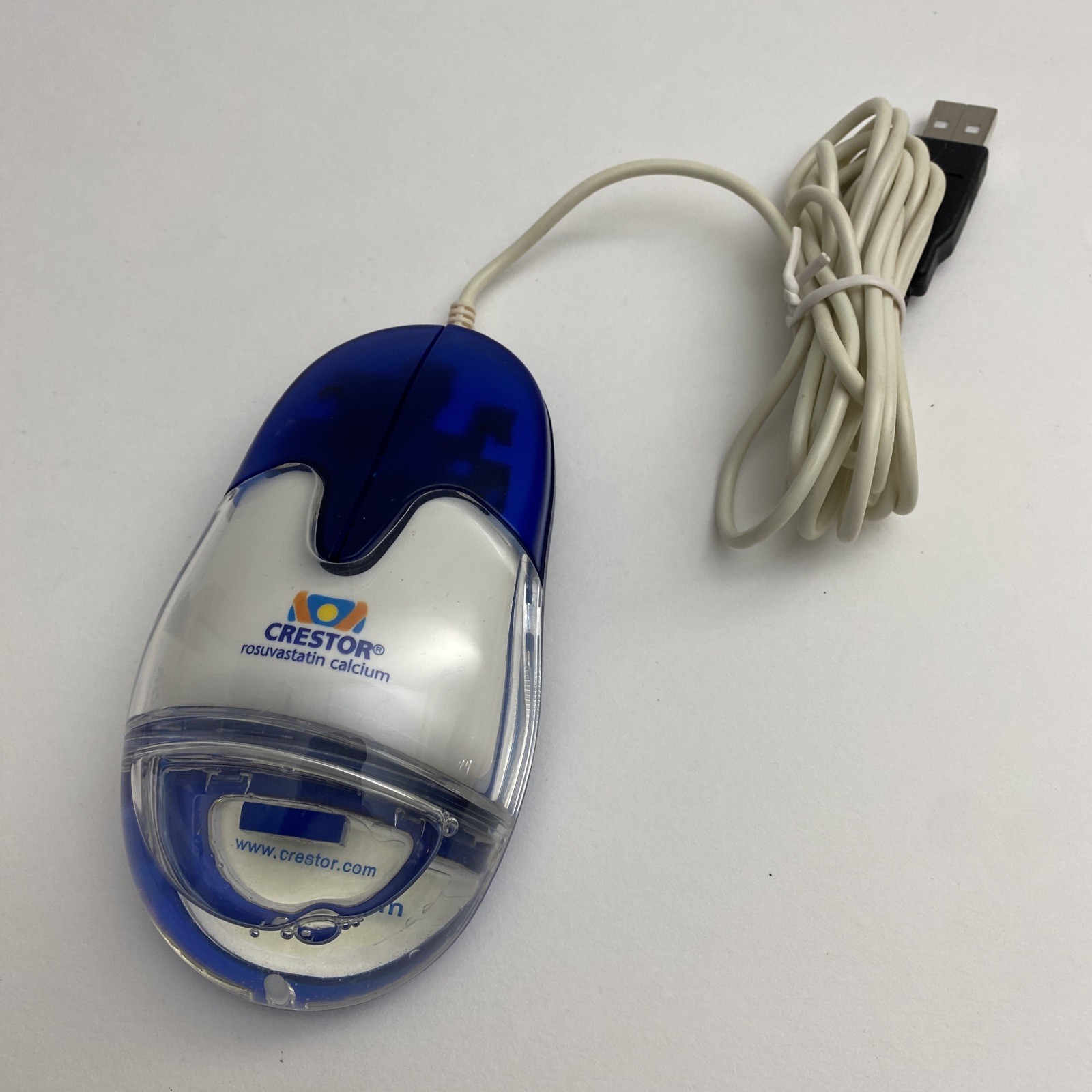 Vintage CRESTOR Pharmaceutical Drug Aqua Computer Mouse USB Collectible W/ Box