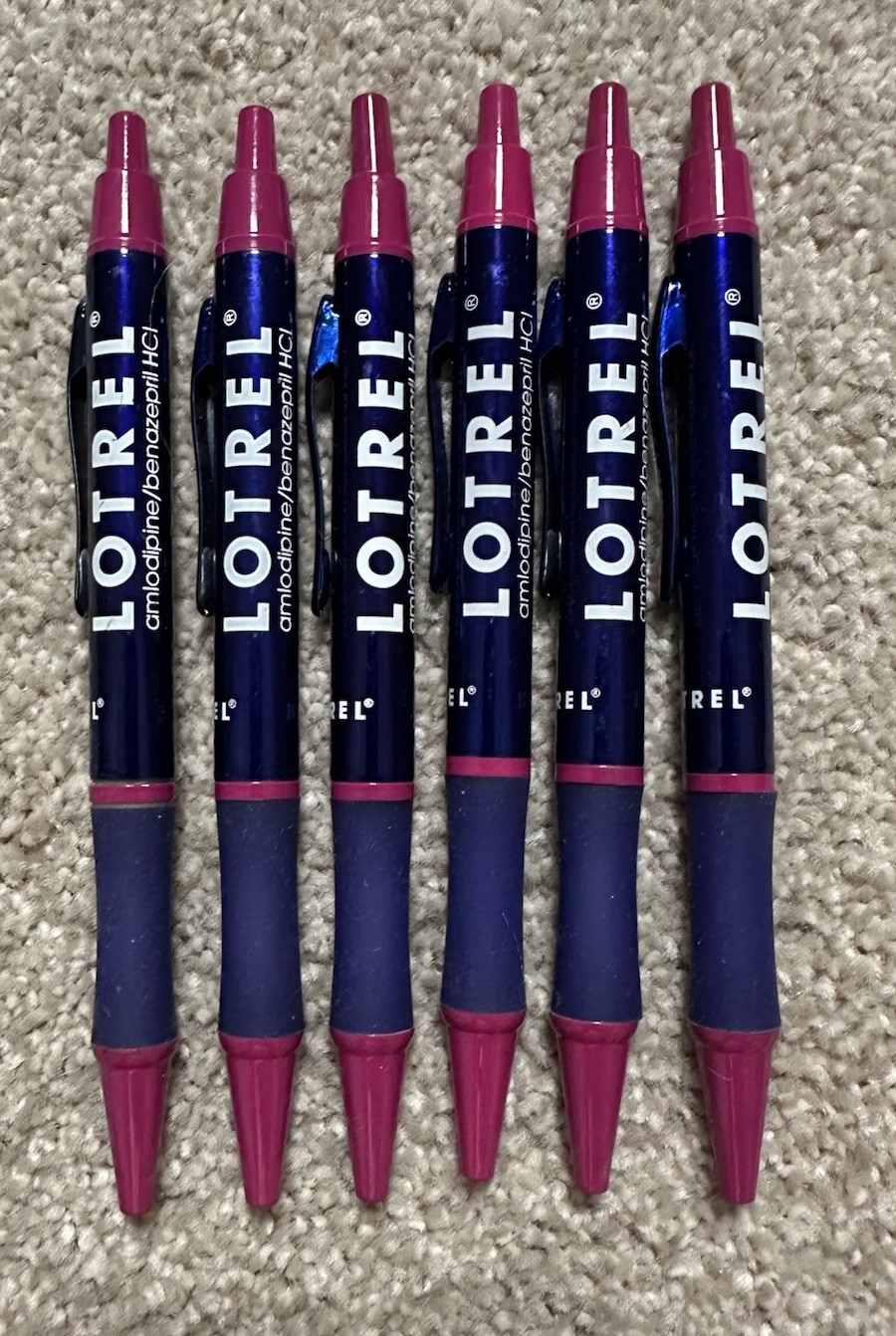 Drug Rep LOTREL Lot of 6 Collectible Heavy Metal Pens