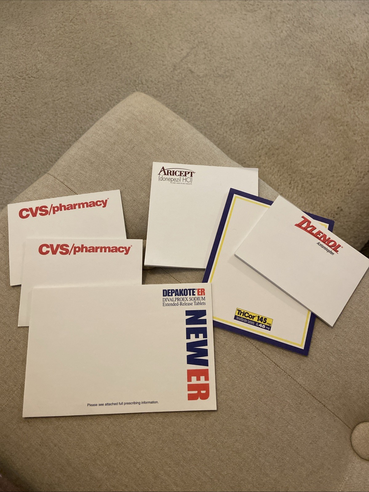 Drug Rep Memorabilia – Variety Of Sticky Note Pads (Tylenol, Aricept, Etc)