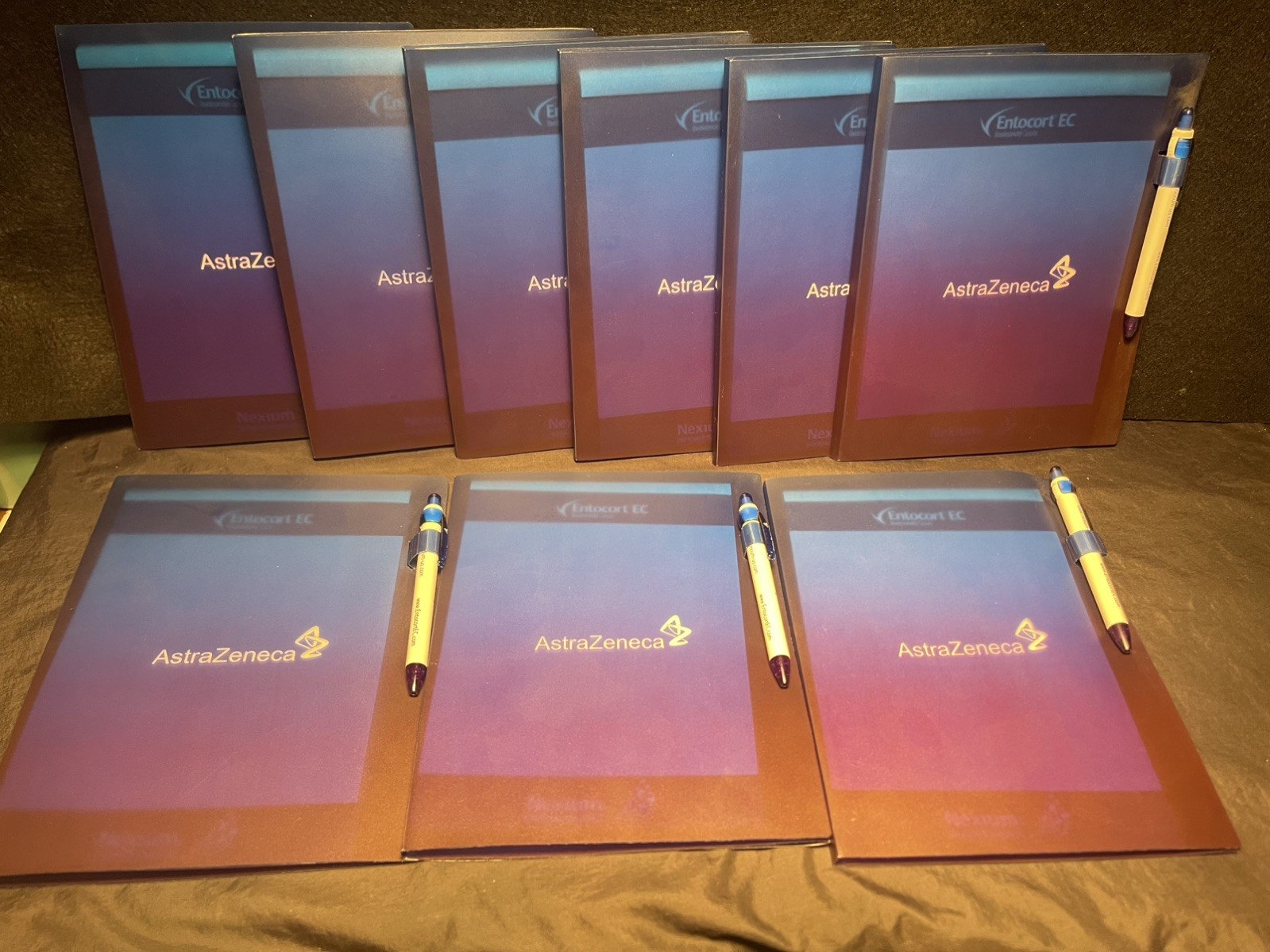 9 (Nine) Nexium Pharmaceutical New Drug Rep Pens, Notepad, and Mini Binders