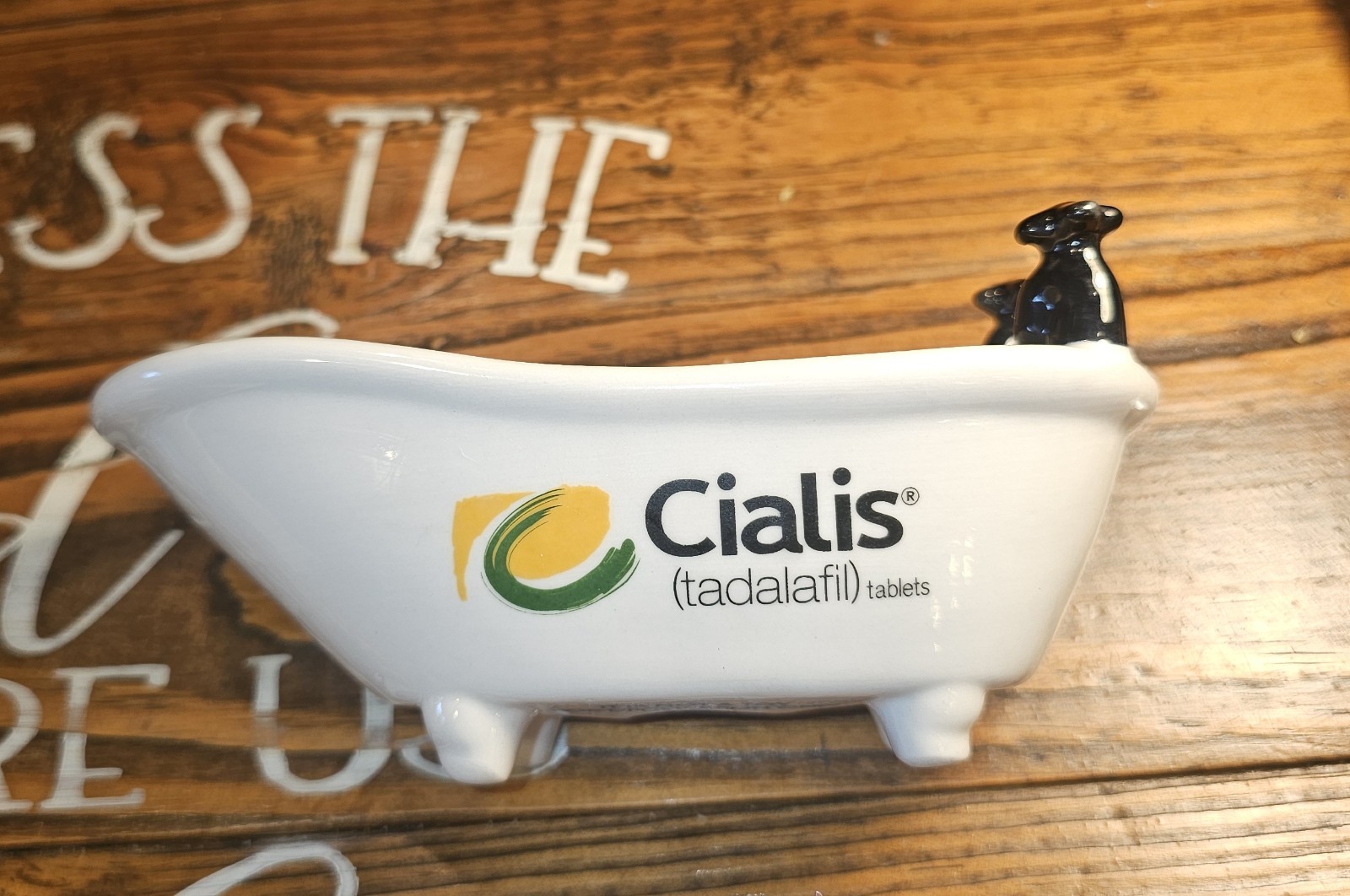 Pharmaceutical Cialis Ceramic Bath Tub Promo Novelty Trinket Soap Dish