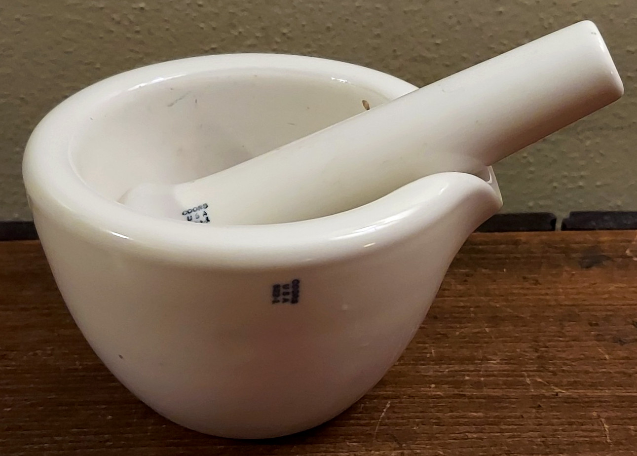 VTG Coors USA Porcelain Mortar & Pestle 522-1 Pharmacy Apothecary Lab Small