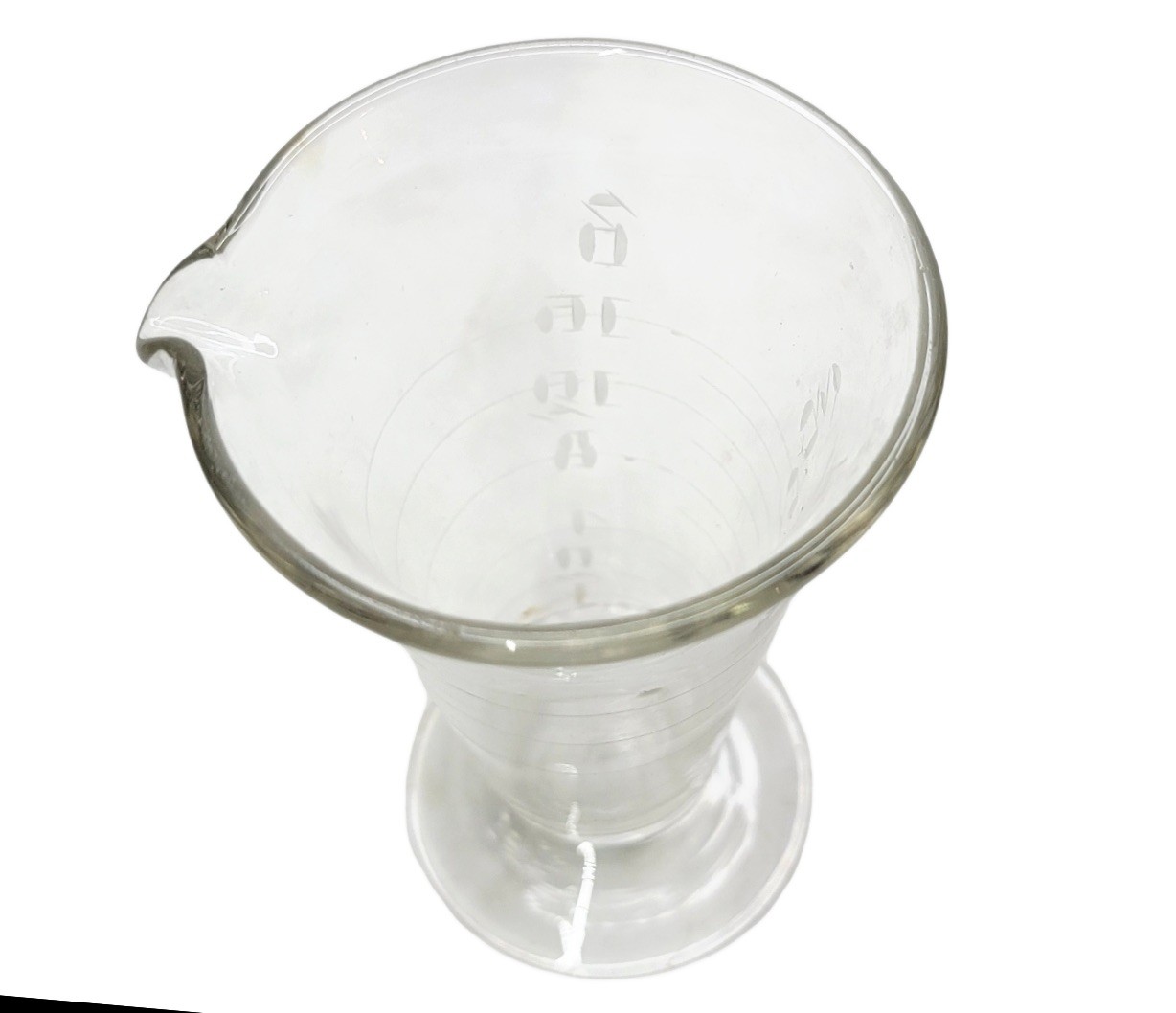 Vintage Glass Apothecary Measuring Cup Footed Pour Spout 4” Unmarked